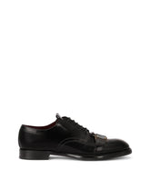 Brushed calfskin Derby shoes with branded plate - | Dolce & Gabbana
