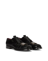 Brushed calfskin Derby shoes with branded plate - | Dolce & Gabbana