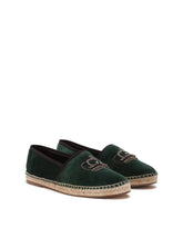 Velvet espadrilles with rope sole and crown embroidery - | Dolce & Gabbana