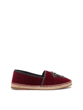 Velvet espadrilles with rope sole and cross embroidery - | Dolce & Gabbana