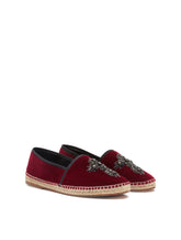 Velvet espadrilles with rope sole and cross embroidery - | Dolce & Gabbana