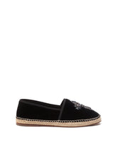 Velvet espadrilles with rope sole and cross embroidery - | Dolce & Gabbana