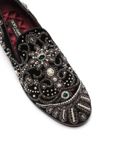 Velvet slippers with embroidery - | Dolce & Gabbana