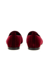 Velvet slippers with coat of arms embroidery - | Dolce & Gabbana