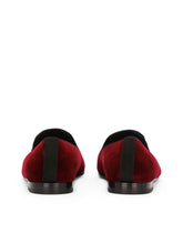 Velvet loafer with logo - | Dolce & Gabbana