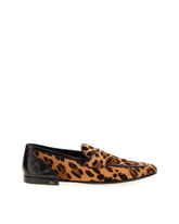 Leopard print slippers with pony hair effect - | Dolce & Gabbana