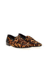 Leopard print slippers with pony hair effect - | Dolce & Gabbana