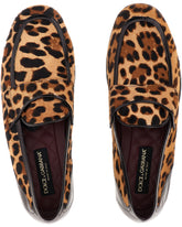 Leopard print slippers with pony hair effect - | Dolce & Gabbana
