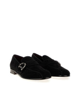 Suede loafers with baroque DG logo - | Dolce & Gabbana