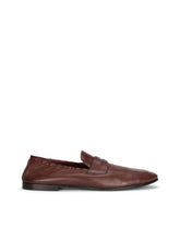 Calfskin loafers with branded tag - | Dolce & Gabbana