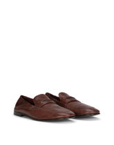 Calfskin loafers with branded tag - | Dolce & Gabbana