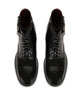 Brushed calfskin boots with branded plate - | Dolce & Gabbana