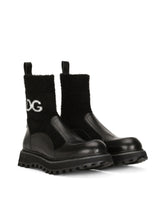 Horse calfskin ankle boots with branded sock - | Dolce & Gabbana