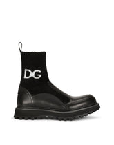 Horse calfskin ankle boots with branded sock - | Dolce & Gabbana
