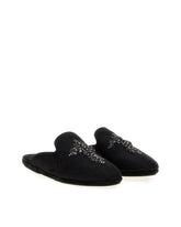 Brocade slippers with cross embroidery - | Dolce & Gabbana