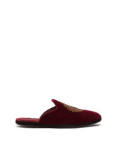 Velvet slippers with sacred-heart embroidery - | Dolce & Gabbana