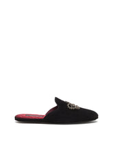 Suede slippers with crown emrboidery - | Dolce & Gabbana