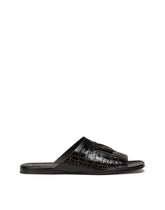 Crocodile-print calfskin Pantheon sliders - | Dolce & Gabbana