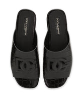 Crocodile-print calfskin Pantheon sliders - | Dolce & Gabbana