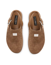 Suede mules with logo tag - | Dolce & Gabbana