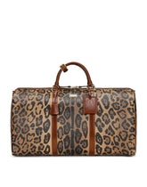 Medium travel bag in leo crepe with logo plaque - | Dolce & Gabbana