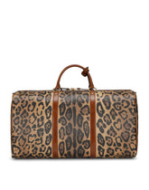 Medium travel bag in leo crepe with logo plaque - | Dolce & Gabbana