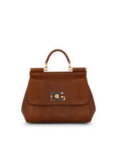 Medium iguana print calfskin Sicily bag with crystal DG logo patch - | Dolce & Gabbana