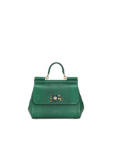 Medium iguana print calfskin Sicily bag with crystal DG logo patch - | Dolce & Gabbana