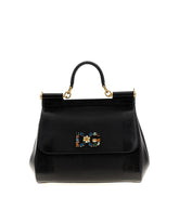 Medium iguana print calfskin Sicily bag with crystal DG logo patch - | Dolce & Gabbana
