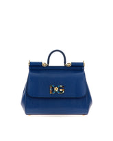Medium iguana print calfskin Sicily bag with crystal DG logo patch - | Dolce & Gabbana