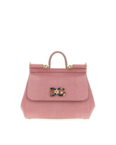 Medium iguana print calfskin Sicily bag with crystal DG logo patch - | Dolce & Gabbana