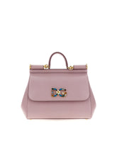 Medium iguana print calfskin Sicily bag with crystal DG logo patch - | Dolce & Gabbana