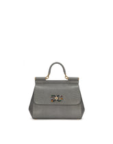 Medium iguana print calfskin Sicily bag with crystal DG logo patch - | Dolce & Gabbana
