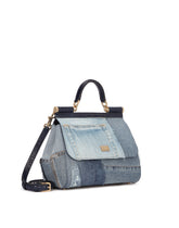Large Sicily handbag in denim and calfskin - | Dolce & Gabbana