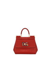 Small Sicily handbag in iguana print calfskin with DG logo crystals - | Dolce & Gabbana