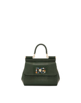 Small Sicily handbag in iguana print calfskin with DG logo crystals - | Dolce & Gabbana