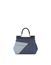 Small Sicily handbag in denim and calfskin - | Dolce & Gabbana