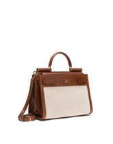 MEDIUM SICILY 62 BAG IN CANVAS AND COWHIDE - | Dolce & Gabbana