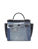 Large Sicily 62 soft bag in patchwork denim and calfskin - | Dolce & Gabbana