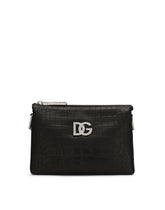 Small Tris bag in crocodile-print calfskin - | Dolce & Gabbana