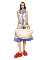 Straw Kendra bag with DG logo - | Dolce & Gabbana