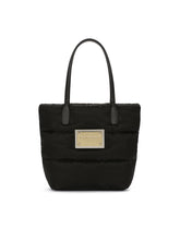 Small nylon jacquard shopper with logo - | Dolce & Gabbana