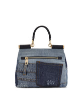 Small patchwork denim Sicily soft bag with embroidery - | Dolce & Gabbana