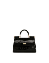 Small double-face Sicily bag in crocodile-print calfskin and leopard-print polished calfskin - | Dolce & Gabbana