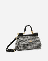 Elongated medium Sicily handbag in houndstooth fabric - | Dolce & Gabbana