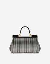 Elongated medium Sicily handbag in houndstooth fabric - | Dolce & Gabbana