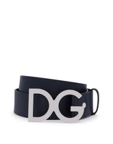 Belt in leather with logoed plate - | Dolce & Gabbana