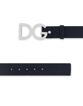 Belt in leather with logoed plate - | Dolce & Gabbana