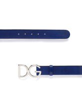 Tumbled leather belt with DG logo - | Dolce & Gabbana