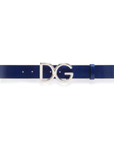Tumbled leather belt with DG logo - | Dolce & Gabbana